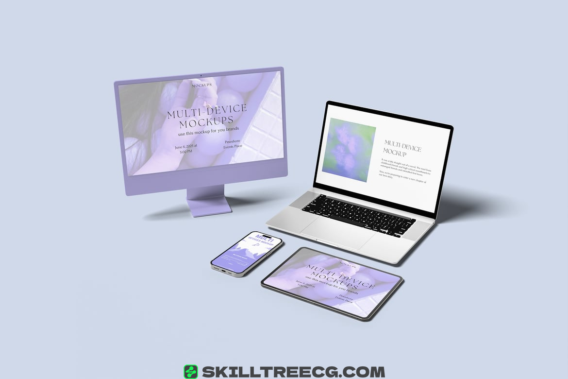 Multi Devices Mockup with Clean Background（275286）-技能树